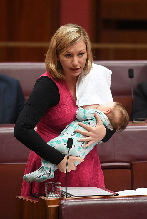 Nghị sĩ Australia cho con bú lúc đang phát biểu tại nghị trường